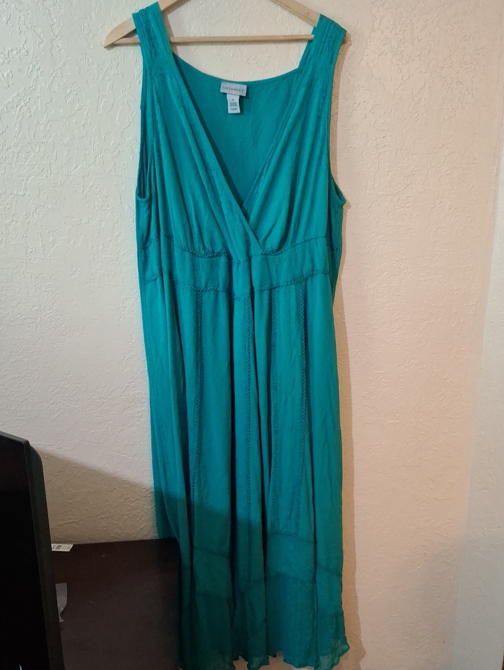 Catherines Teal Sleeveless Maxi Dress with V-Neck